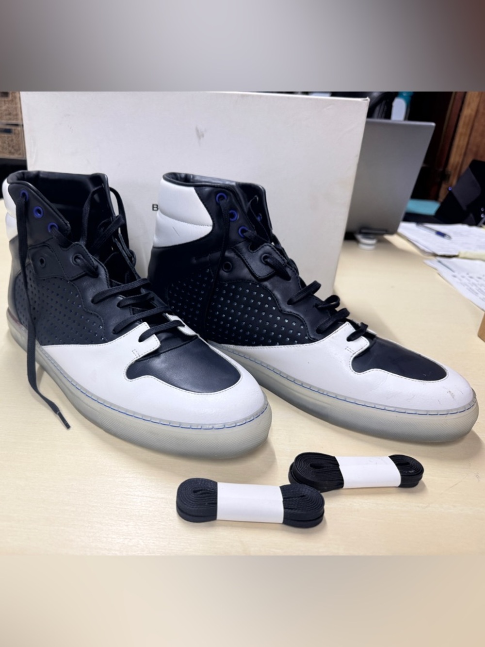 Balenciaga Blue and white High-Top Sneakers orig $669 47 EU Men 14